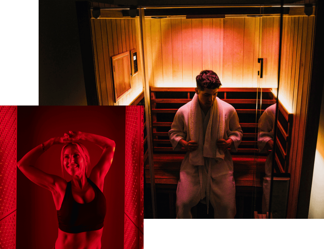 Infrared sauna and red light therapy at Restore Hyper Wellness